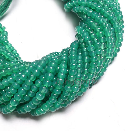 Natural Green Onyx Smooth Rondelle Shape Handmade Beads,12.5" Fine Green Onyx Beads, Onyx Rondelle Gemstone Loose Beads Jewelry making Craft