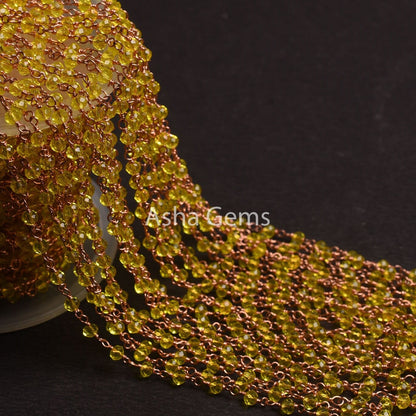 AAA Lemon Quartz Hydro Micro Cut Beads Rosary Chain Gold,Rose Gold Plated Wire Wrap Rondelle Beaded Handmade Chain Jewelry Making Chain SALE