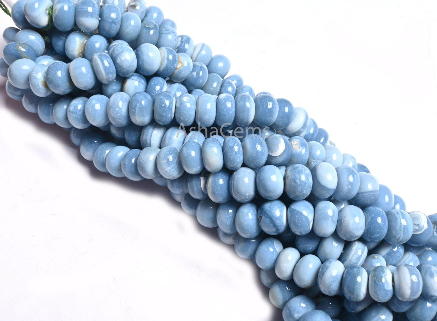 Fine Blue Opal Smooth Rondelle Beads, Shaded Pigeon Blue Opal Plain Handmade Gemstone Loose Bead,16" Blue Opal Beads Jewelry Making Necklace