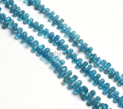 Neon Blue Apatite Smooth Drops Gemstone Beads,3-5.5 mm Apatite Plain Tiny Teardrop Gemstone Briolette Beads, Neon Apatite Beads Jewelry SALE