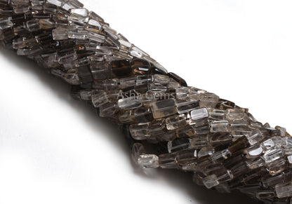 Beautiful Smoky Quartz Smooth Rectangle Handmade Beads,12.5" Strand Natural smoky Plain Uneven Rectangle Straight Drill Beads Jewelry Crafts