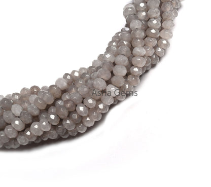 Beautiful Grey Jade Quartz Faceted Gemstone Loose Beads,13.5" Strand Grey Jade Machine Cut Rondelle Bead,4.5 mm Beautiful Jade Beads Jewelry