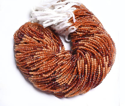 AAA Quality Natural Hessonite Garnet Micro Cut Rondelle Beads,3 mm Shaded Brown Hessonite Machine Cut garnet Faceted Bead Jewelry Craft SALE