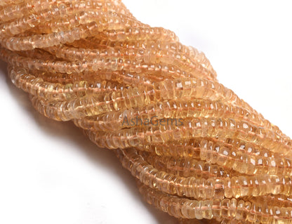 Fine Quality Yellow Citrine Smooth Tyre Beads,8/ 16" Strand Natural Citrine Plain Handmade Hishi Tyre Gemstone Beads, Citrine Beads Jewelry