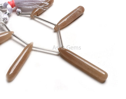 Natural Coffee Quartz Fancy Pencil Drop Gemstone Beads, Brown Coffee Quartz Smooth Long Teardrop Briolette Side Drill Beads Jewelry Crafts