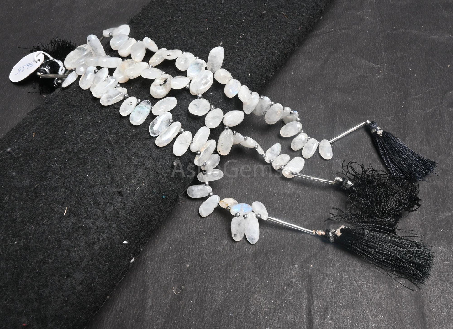 Beautiful White Rainbow Moonstone Smooth Uneven Oval Shape Gemstone Beads, Natural Rainbow Moonstone handmade Side Drill Beads Jewelry Craft