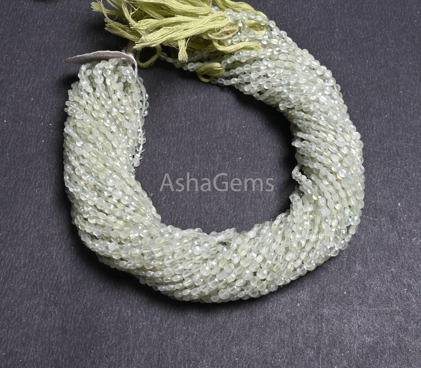 AAA Quality Prehnite faceted Coin Shape Gemstone Loose Beads, Natural Light Green  Prehnite Tiny Coin Briolette Beads Jewelry Makings Crafts