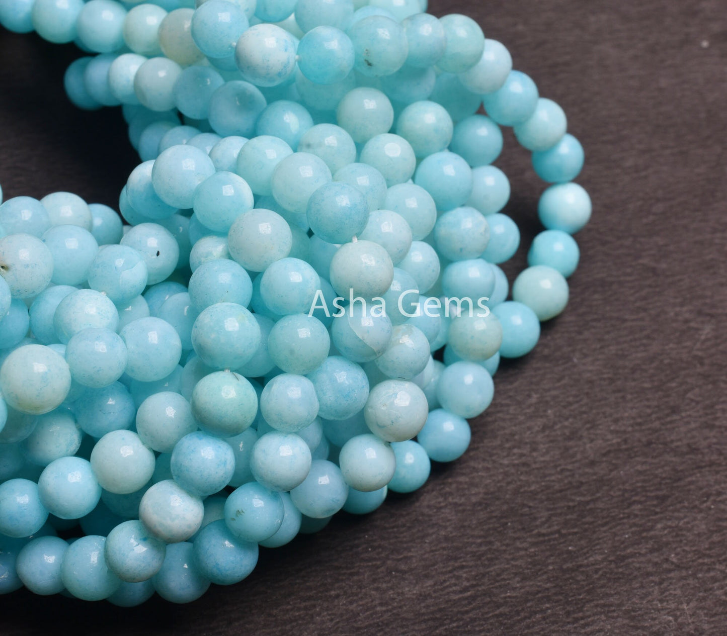 7-8 mm AAA Sky Blue Opal Smooth Round Ball Beads, Peru Opal Plain Round Shape Gemstone Beads, Blue Opal Beads Jewelry Necklace Making SALE
