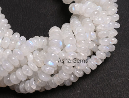 Natural Flash rainbow moonstone Smooth rondelle Shape beads,13"Strand Blue fire Rainbow Plain Handmade gemstone bead White rainbow Bead SALE