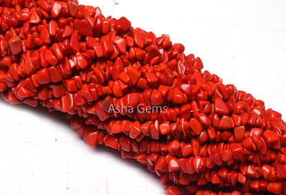 34 inch Strand Red Stone Uncut Chips Beads gemstone Smooth Raw Rough Beads, Fine Quality Red Stone Beads Uneven For Necklace Jewelry Making