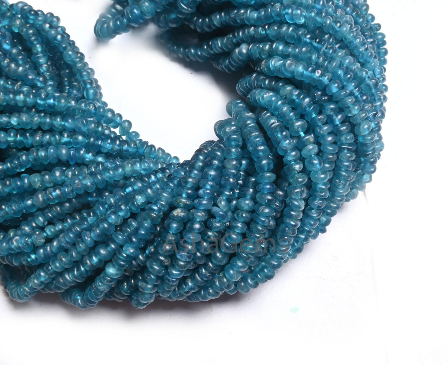 Beautiful Neon Blue Apatite Smooth Handmade Rondelle Gemstone Loose Beads,16" Neon Apatite Bead, Blue Apatite Bead Jewelry making Craft SALE