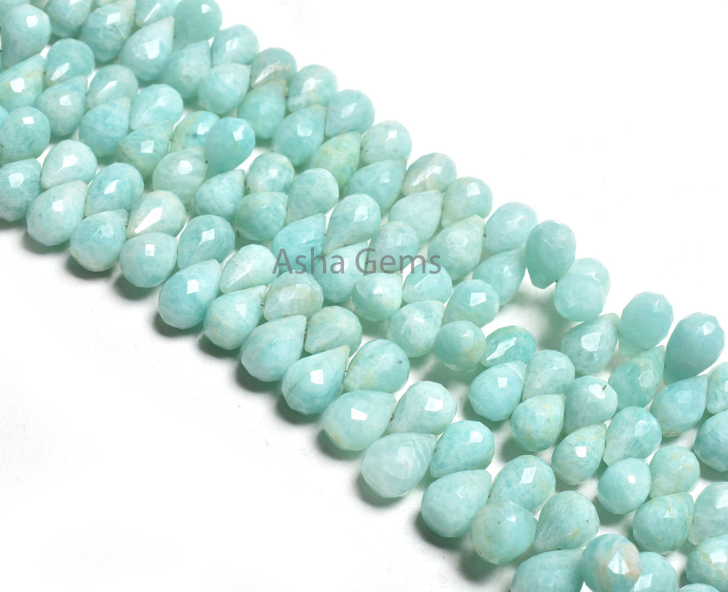 Natural Amazonite Faceted Drops Shape Beads,7-10 mm AAA Peruvian Amazonite Teardrop Briolette Gemstone Beads, Amazonite Bead Jewelry Crafts