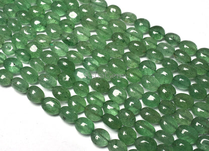 Beautiful Green Strawberry Smooth Oval Shape Gemstone Beads 17-21" Graduated Necklace AAA Green Strawberry Handmade Plain Oval Beads Jewelry