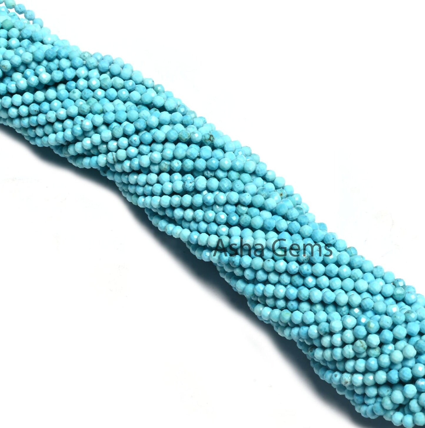 AAA Quality Blue Turquoise Micro Cut Rondelle Gemstone Loose Beads,2.5 mm Turquoise Howlite Machine Cut Faceted Beads Jewelry Making Crafts