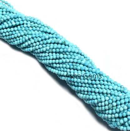 AAA Quality Blue Turquoise Micro Cut Rondelle Gemstone Loose Beads,2.5 mm Turquoise Howlite Machine Cut Faceted Beads Jewelry Making Crafts