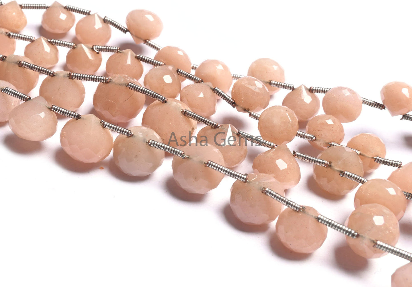 Fine Quality Peach Moonstone Faceted Onion Shape Beads,8"Strand Pink Monnstone Fancy Onion Briolette Side Drill Gemstone Bead Jewelry Crafts (AG 18536)