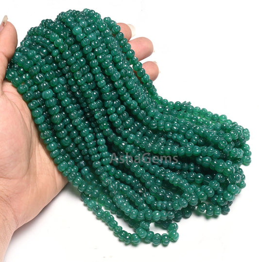 Beautiful Green Onyx Carving Watermelon Beads, Onyx Handmade Carved Rondelle Beads Green Onyx Carve Pumpkin Gemstone Bead Jewelry Craft SALE