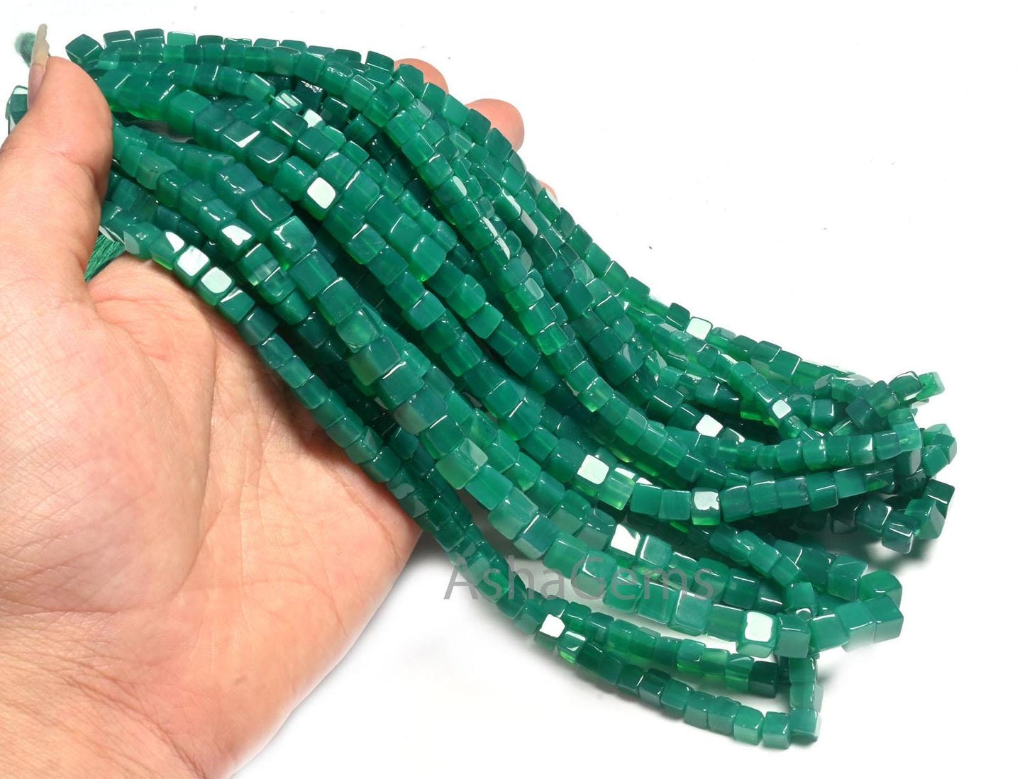 Beautiful Green Onyx Cube Box Shape Smooth Beads, 8/16" Green Onyx Plain Handmade 3D Cube Box Onyx Gemstone beads Jewelry Making Crafts SALE
