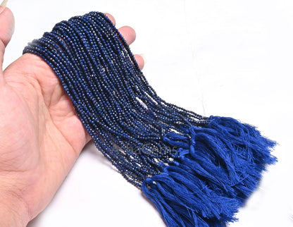 2.2mm Natural Blue Lapis Micro Cut Faceted Rondelle Shape Beads, Fine Quality Lapis Lazuli Machine Cut Gemstone Tiny Bead Jewelry Craft SALE