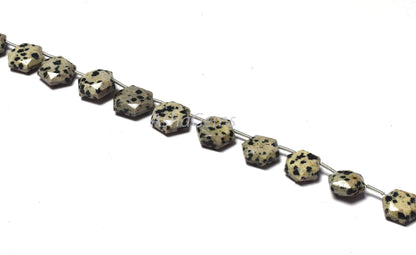 Beautiful Dalmation Jasper Fancy Hexagon Shape Faceted Beads,11-13.5 mm Natural Dalmation Jasper 6 Corner Gemstone beads, Jasper Beads Craft