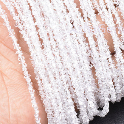 AAA Herkimer Diamond Nugget Shape Beads,16 inch, Natural White Diamond Quartz Polish Rough Faceted Beads,13 Carat Strand, Tiny Raw Bead SALE