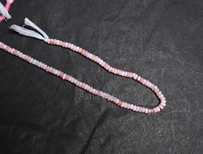 Beautiful Pink Opal Smooth Flat Rondelle Beads, Fine Pink Opal Beads Gemstone Opal Plain Handmade Uneven Rondelle Beads Jewelry Making SALE (AG 12326)