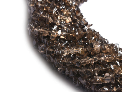 Smoky Quartz Uncut Chip Gemstone beads,34" Strand Natural Black Smoky Smooth Raw Rough Polish Beads, Fine Smoky Bead For Jewelry Making SALE