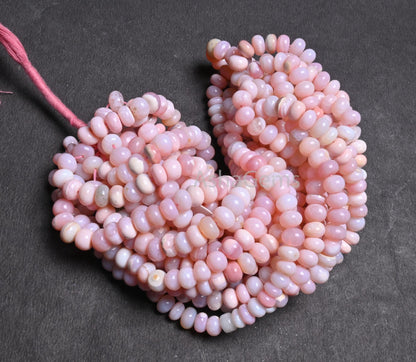 Beautiful Pink Opal Smooth Rondelle Shape Beads, Fine Shaded Pink Opal Plain Handmade Gemstone Loose Bead Pink Opal Bead jewelry making SALE