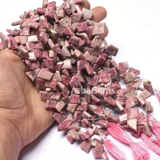Rhodochrosite fancy Slice Shape Beads, Natural Rhodochrosite Table Cut Faceted Beads, Pink Rhodochrosite beads Side Drill Flat Beads Jewelry