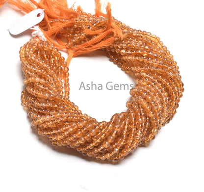 AAA Quality Citrine Quartz Smooth Round Ball Gemstone Beads,3.5,4,4.5 mm Natural Yellow Citrine Plain Round Shape Beads Citrine Jewelry SALE