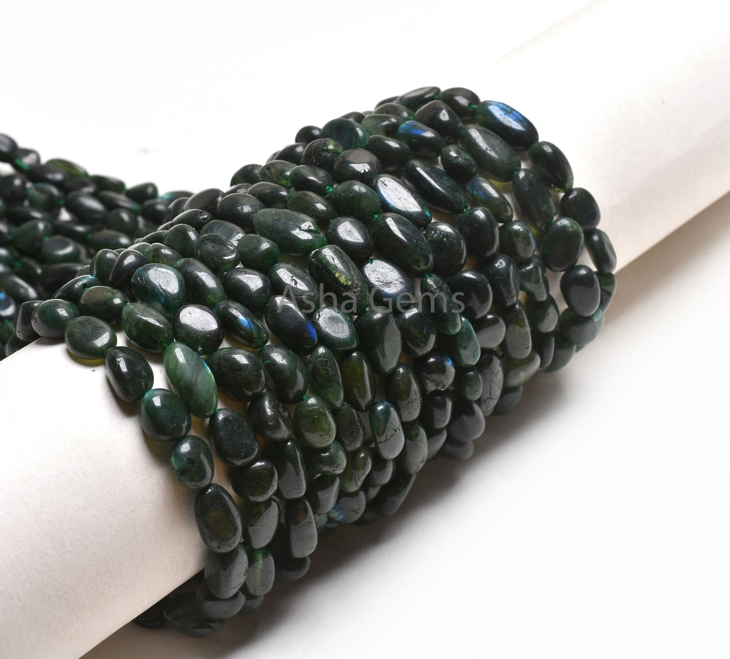 Beautiful Green Coated Labradorite Smooth Nugget Beads, Fine Labradorite Plain Handmade Uneven Tumble Straight Drill Gemstone Beads Jewelry (AG 22288)