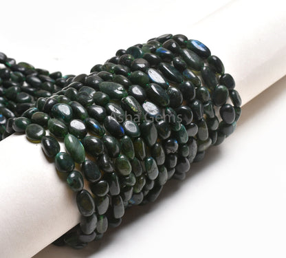 Beautiful Green Coated Labradorite Smooth Nugget Beads, Fine Labradorite Plain Handmade Uneven Tumble Straight Drill Gemstone Beads Jewelry (AG 22288)