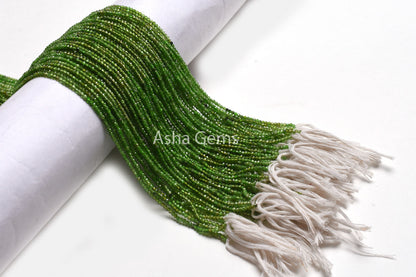 2 mm Natural Chrome Diopside Micro Cut faceted Gemstone Beads,13" Strand Shaded Green Chrome Diopside Machine Cut Tiny Rondelle Chrome Beads