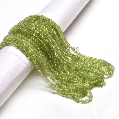 16" Strand Green Peridot Smooth Rondelle Beads, Natural Peridot Beads, Peridot Plain Handmade Gemstone Beads Jewelry making Handicraft SALE