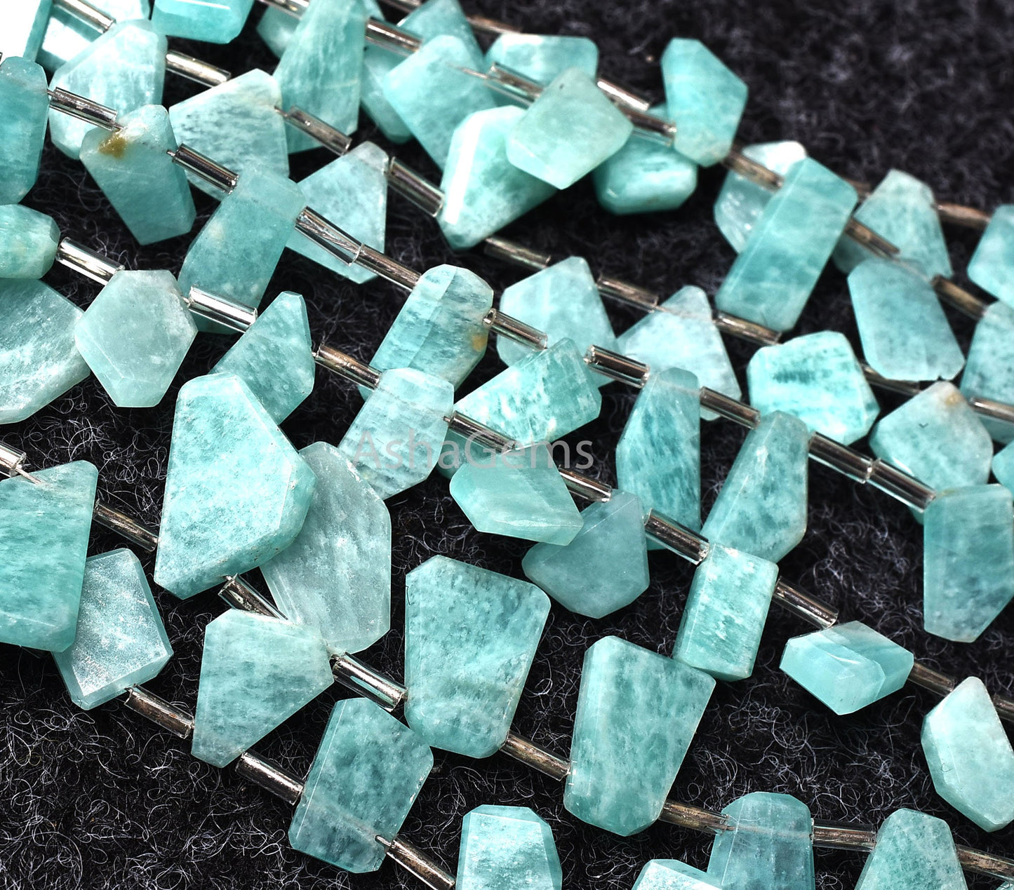 Beautiful Blue Amazonite Faceted Flat Nugget Beads,9"Strand Natural Amazonite uneven table cut Briolette Beads, amazonite faceted slice Bead