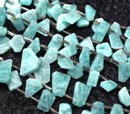 Beautiful Blue Amazonite Faceted Flat Nugget Beads,9"Strand Natural Amazonite uneven table cut Briolette Beads, amazonite faceted slice Bead