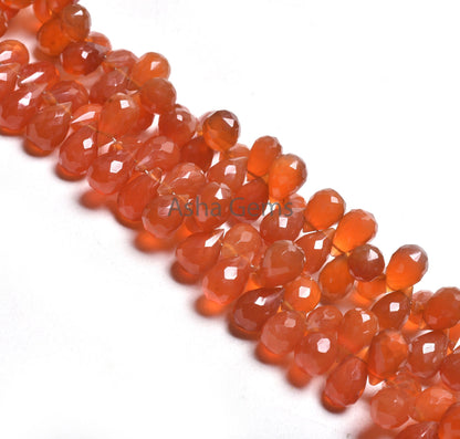 AAA Quality carnelian Faceted Drops Shape Beads,6-10 mm Red Orange Carnelian Teardrop Side Drill Gemstone Beads, Carnelian bead Jewelry SALE