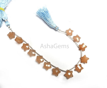 11 mm Beautiful Chalcedony Faceted Star Carving Beads, Shaded Gray Brown chalcedony Fancy Star Shape Carved handmade Gemstone Beads Jewelry