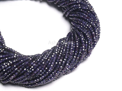 Beautiful Indigo Blue Zircon Micro Cut Faceted Gemstone Beads 2.5 mm AAA Blue Cubic Zircon faceted Rondelle Beads Jewelry Making Craft SALE