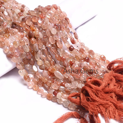 Beautiful Red Quartz Smooth Tiny Nugget Gemstone Loose Beads,12" Shaded Red Quartz Handmade Tumble Uneven Beads, Quartz Beads Jewelry Crafts (AG 22278)