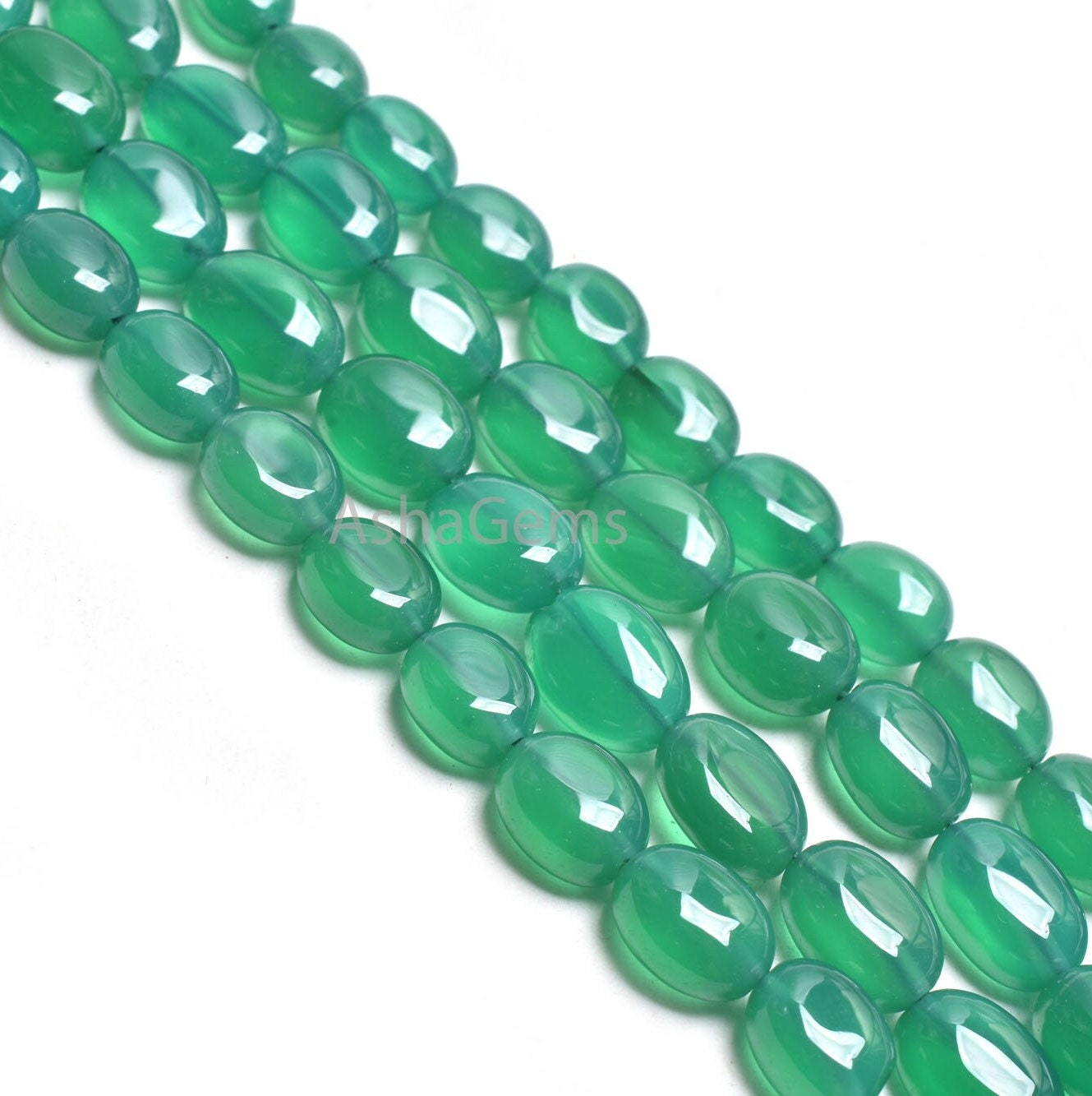 Fine Quality Green Onyx Smooth Oval Handmade gemstone Beads,16" Strand  Green Onyx Oval Straight Drill Beads, Onyx Beads Jewelry Crafts SALE