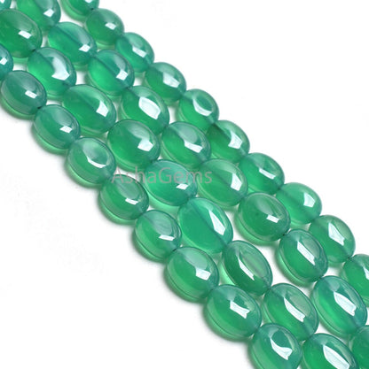 Fine Quality Green Onyx Smooth Oval Handmade gemstone Beads,16" Strand  Green Onyx Oval Straight Drill Beads, Onyx Beads Jewelry Crafts SALE