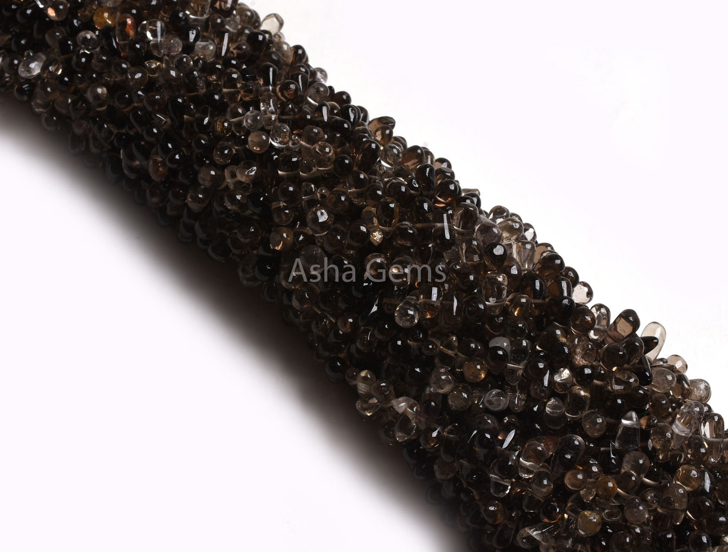 Natural Smoky Smooth Side Drill Drops Gemstone Beads,13" Strand Shaded Smoky Quartz Plain Handmade Uneven Teardrop Beads Drop Jewelry Making