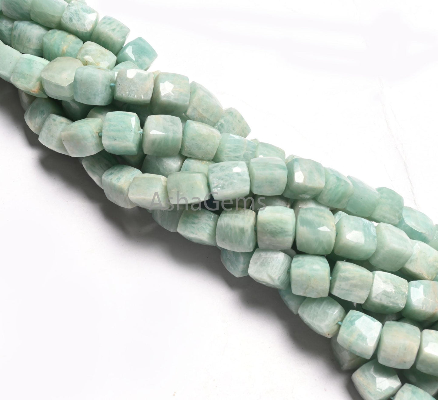 Beautiful Blue Amazonite Faceted Box Shape Gemstone Beads, Natural Amazonite Indian Cut 3D Cube Box Amazonite Bead Jewelry making Craft SALE