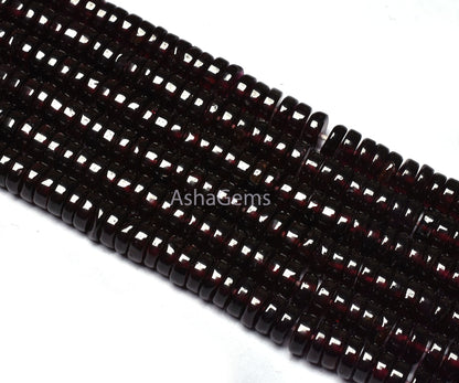 Natural Garnet Smooth Heishi Tyre Shape Gemstone Beads, Handmade Flat Beads, Red Garnet Plain Beads Garnet Beads For Jewelry Making Crafts