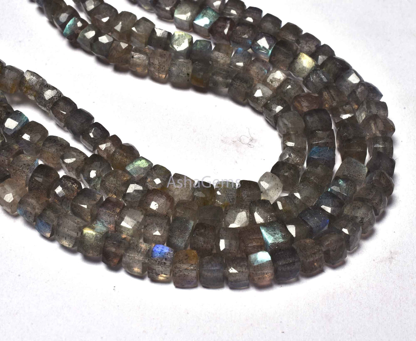 Natural Flash Labradorite Faceted 3D Cube Box Beads,7" Strand Blue Fire Labradorite Cube Beads 4.5-5 mm Black rainbow Box Beads Jewelry SALE