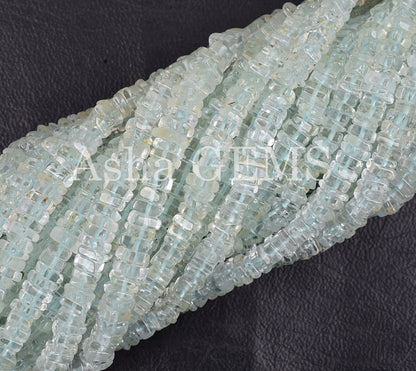 Natural Blue Aquamarine Smooth Square Shape Gemstone Beads, Aquamarine Beads, AAA Aquamarine Plain Handmade Heishi Square Flat Beads Jewelry