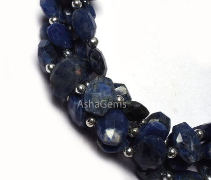 Shaded Blue Sodalite Step Cut Oval Gemstone Beads,8-12 mm Natural sodalite Beads,8.5" Strand Sodalite Fancy Oval Faceted Beads Jewelry Craft