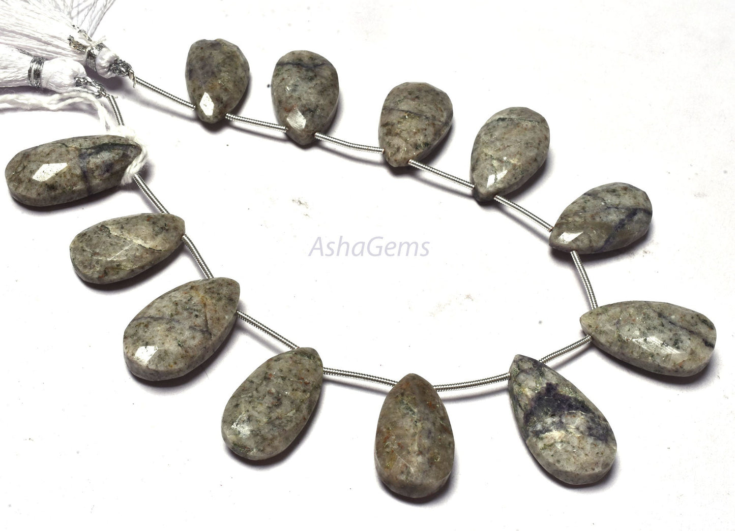 12 Piece strand Grey Jasper Teardrop Beads,12x21-14x25 mm Shaded Grey Jasper Faceted Pear Briolette gemstone beads,8' strand Jasper beads