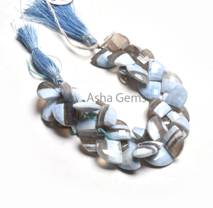 15-20 mm Blue Boulder Opal Fancy Heart Gemstone Beads, Boulder Opal Faceted 3 Corner Shape Fancy  Side Drill Briolette Beads Jewelry Makings